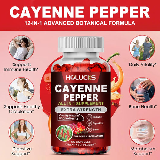 Cayenne Pepper Capsules, With Vitamin D3 K2