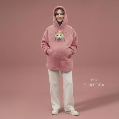 Pet Pocket Hoodie | Warm Zip-Up Sweatshirt