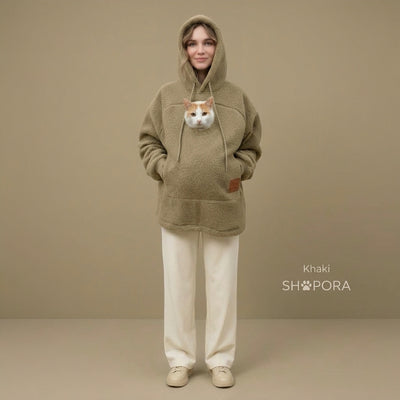 Pet Pocket Hoodie | Warm Zip-Up Sweatshirt