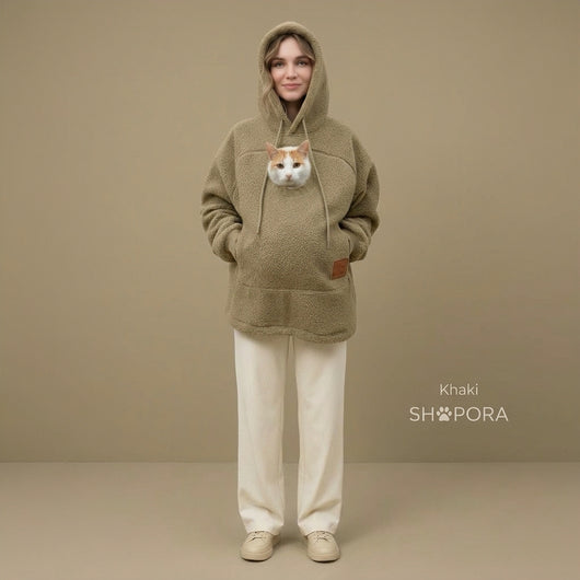 Pet Pocket Hoodie | Warm Zip-Up Sweatshirt